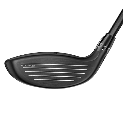 image displaying the Cobra DS Adapt X Fairway wood golf club from the side with the club face in focus
