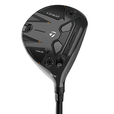 Black and matte bronze Taylormade Qi4D Tour Fairway Wood from the front