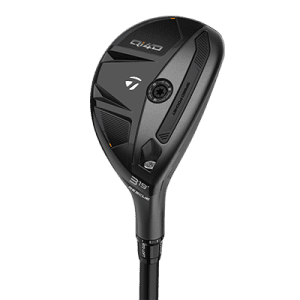 Black and matte bronze Taylormade Qi4D Hybrid from the front