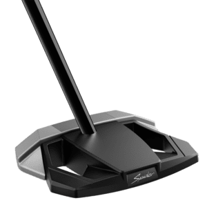 TaylorMade Spider Tour ZT front view of black and silver putter head