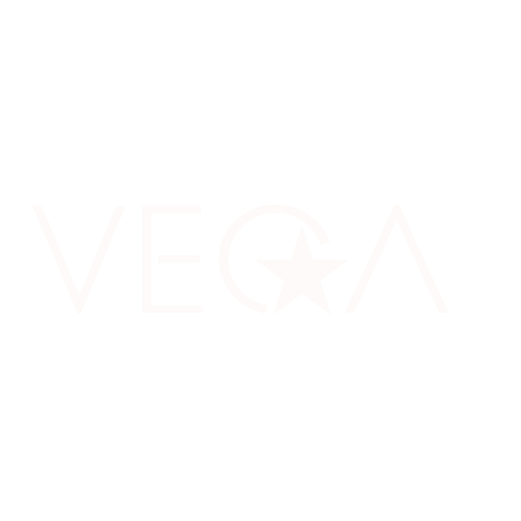 White Vega logo on neutral background