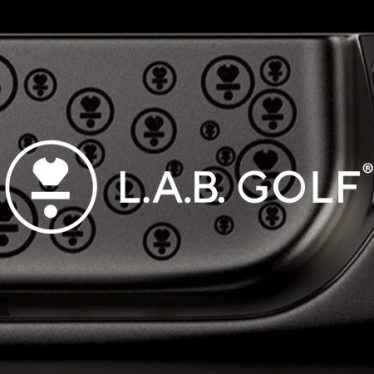 white L.A.B. Golf logo on a neutral background